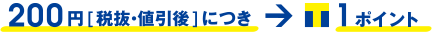 200円[税抜・値引後]についき1ポイント
