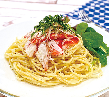カニカマのエスニック風冷製パスタ